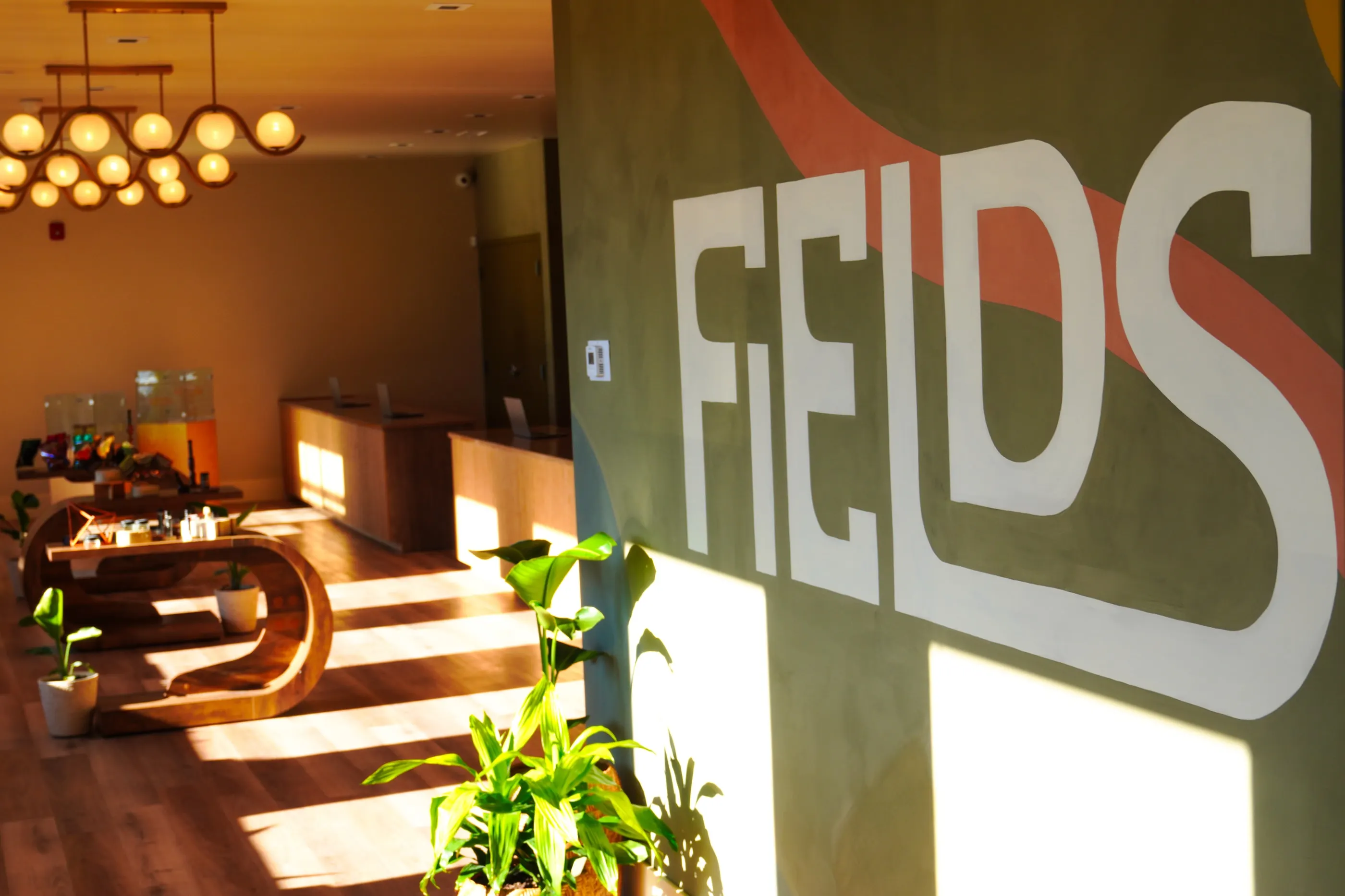The word Fields painted across a wall at Fields Cannary in Muskegon